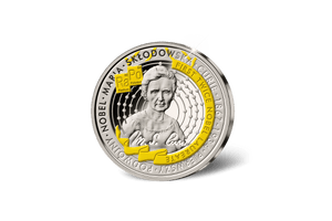 Maria Sklodowska-Curie (1867-1934) Commemorative Medallion • 1 Ounce .999 Silver Proof • 45 mm • 24-ct Gold Accents