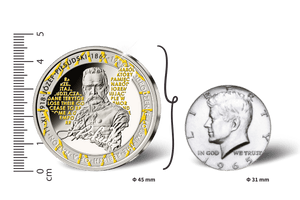 The Giants of Poland • #1 Józef Piłsudski (1867-1935) • 1 Ounce .999 Silver Proof • 45 mm • 24-ct Gold Accents